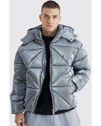 BoohooMAN - Tall Metallic Boxy Quilted Puffer - Lyst