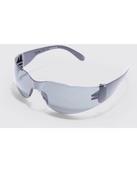 BoohooMAN - Frameless Plastic Sunglasses In Black - Lyst