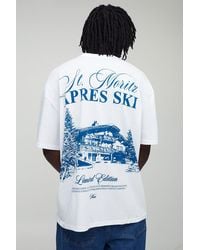 BoohooMAN - Tall Oversized St. Moritz Après Ski Print T-Shirt - Lyst