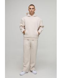 BoohooMAN - Oversized Boxy Bonded Scuba Hooded Split Hem Tracksuit - Lyst