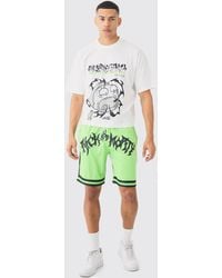 BoohooMAN - Oversized Rick And Morty License T-shirt And Short Set - Lyst