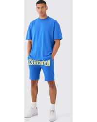 Boohoo - Oversized Extended Neck Official Spray Graffiti T-shirt And Shorts Set - Lyst
