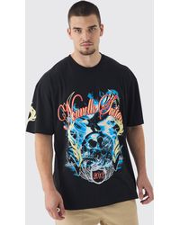 BoohooMAN - Tall Skull Flame Print Oversized T-Shirt - Lyst