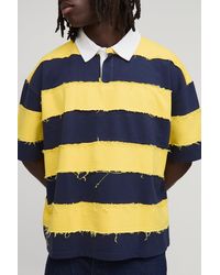 Boohoo - Oversized Boxy Distressed Short Sleeve Rugby Polo - Lyst