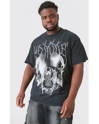 Boohoo - Plus Distressed Oversized Acid Wash Gothic Print T-shirt - Lyst