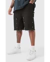 BoohooMAN - Plus Fixed Waist Washed Twill Carpenter Relaxed Short - Lyst