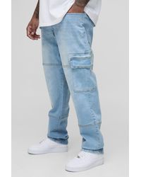 BoohooMAN - Plus Slim-Fit Cargo-Jeans mit Naht-Detail - Lyst