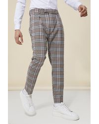 BoohooMAN Tapered Flannel Smart Trousers - Grey