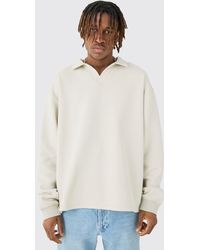 BoohooMAN - Tall Oversized Revere Neck Rugby Polo - Lyst