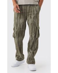 BoohooMAN - Fixed Waist Relaxed Tie Dye Cargo Cord Trouser - Lyst
