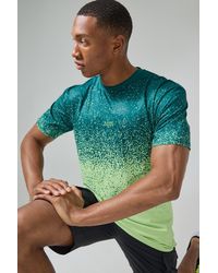 Boohoo - Active Gym Green Ombre Set In Sleeve T-shirt - Lyst