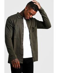 BoohooMAN - Jersey Utility Button Through Shacket - Lyst