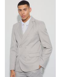 BoohooMAN - Window Check Double Breasted Slim Fit Blazer - Lyst