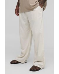 BoohooMAN - Plus Linen Look Elasticated Waist Relaxed Pants - Lyst