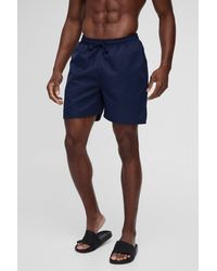 BoohooMAN - Mid Length Swim Short In Navy - Lyst
