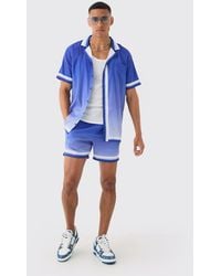 Boohoo - Oversized Ombre Short Sleeve Satin Shirt & Short Set - Lyst