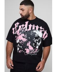 BoohooMAN - Plus Oversized Boxy Heavyweight Skull Large Scale Print T-Shirt - Lyst