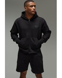 BoohooMAN - Training Dept Oversized Boxy Zip Through & Short Tracksuit - Lyst
