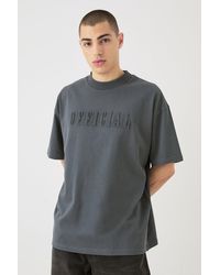 BoohooMAN - Oversized Extended Neck Official Embossed T-shirt - Lyst