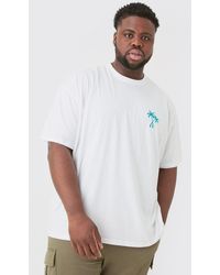BoohooMAN - Plus Oversized Palm Tree Embroidered T-shirt In White - Lyst