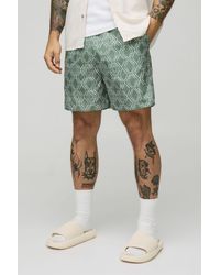 BoohooMAN - Abstract Pattern Mid Length Swim Trunks - Lyst