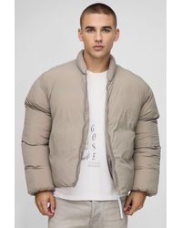 BoohooMAN - Boxy Fit Mono Padded Bomber Neck Puffer Jacket - Lyst
