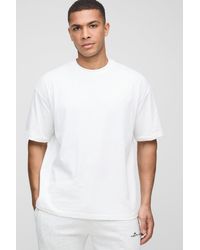 Boohoo - Camiseta Oversize Con Bordado De Firma Bm Y Cuello De Caja - Lyst