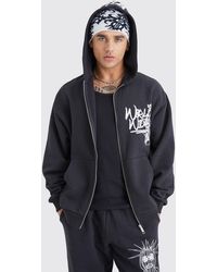 BoohooMAN - Oversized Masked Character Zip Up Hoodie - Lyst