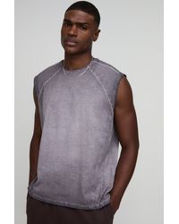 BoohooMAN - Oversized Panelled Acid Wash Tank - Lyst