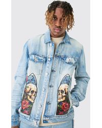 BoohooMAN - Tall Renaissance Panel Jean Jacket - Lyst