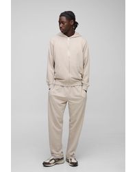 BoohooMAN - Lightweight Basic Regular Fit Zip Through Hoodie And Straight Leg Jogger Set - Lyst