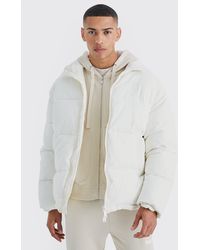 BoohooMAN - Oversized Peached Nylon Embroidered Puffer - Lyst