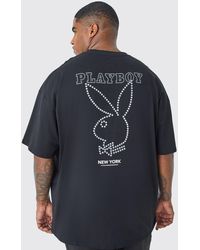 Boohoo - Plus Playboy Rhinestone License T-shirt - Lyst