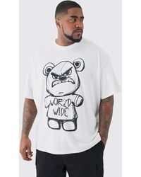 BoohooMAN - Plus Oversized Evil Teddy T-shirt In White - Lyst