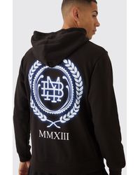 Boohoo - Regular Fit Mmxiii Crest Graphic Zip Through Hoodie - Lyst