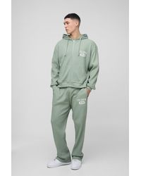 BoohooMAN - Oversized Boxy Zip Through Hoodie And Straight Leg Tracksuit - Lyst
