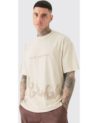 BoohooMAN - Tall Oversized Pour Homme Printed T-shirt In Stone - Lyst