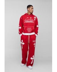 Boohoo - Chándal Oversize Recto Limited Edition Con Aplique De Cruz Y Capucha - Lyst
