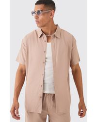 BoohooMAN - Oversized Linen Concealed Placket Shirt - Lyst