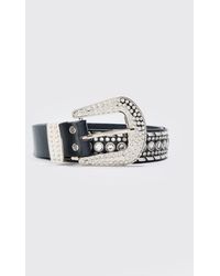 BoohooMAN - Schwarzer Westerngürtel mit Nieten - Lyst