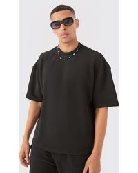 BoohooMAN - Oversized Boxy Extended Neck Textured T-shirt - Lyst