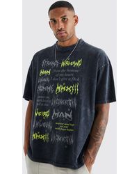 BoohooMAN - Tall Oversized Gothic Text Acid Wash T-shirt - Lyst