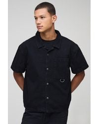 Boohoo - Boxy Revere Washed Denim Shirt - Lyst