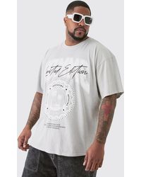 BoohooMAN - Plus Homme Palm Print Graphic T-shirt In Grey - Lyst