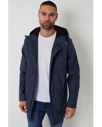 BoohooMAN - Threadbare Microfleece Lined Longline Showerproof Hooded Raincoat - Lyst