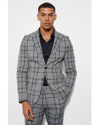 Boohoo - Skinny Fit Single Breasted Flannel Suit Jacket - Lyst