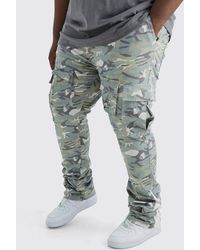 Boohoo - Plus Skinny Stacked Flare Gusset Camo Cargo Trouser - Lyst