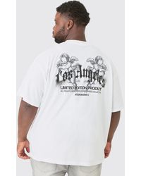 BoohooMAN - Plus Oversized Los Angeles Renaissance T-shirt In White - Lyst