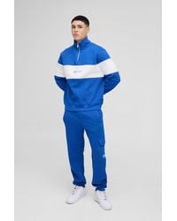BoohooMAN - Regular Fit Diamond Colour Block Zip Funnel Neck Tracksuit - Lyst