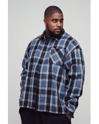 BoohooMAN - Plus Boxy Split Hem Brushed Flannel Shirt Jacket - Lyst